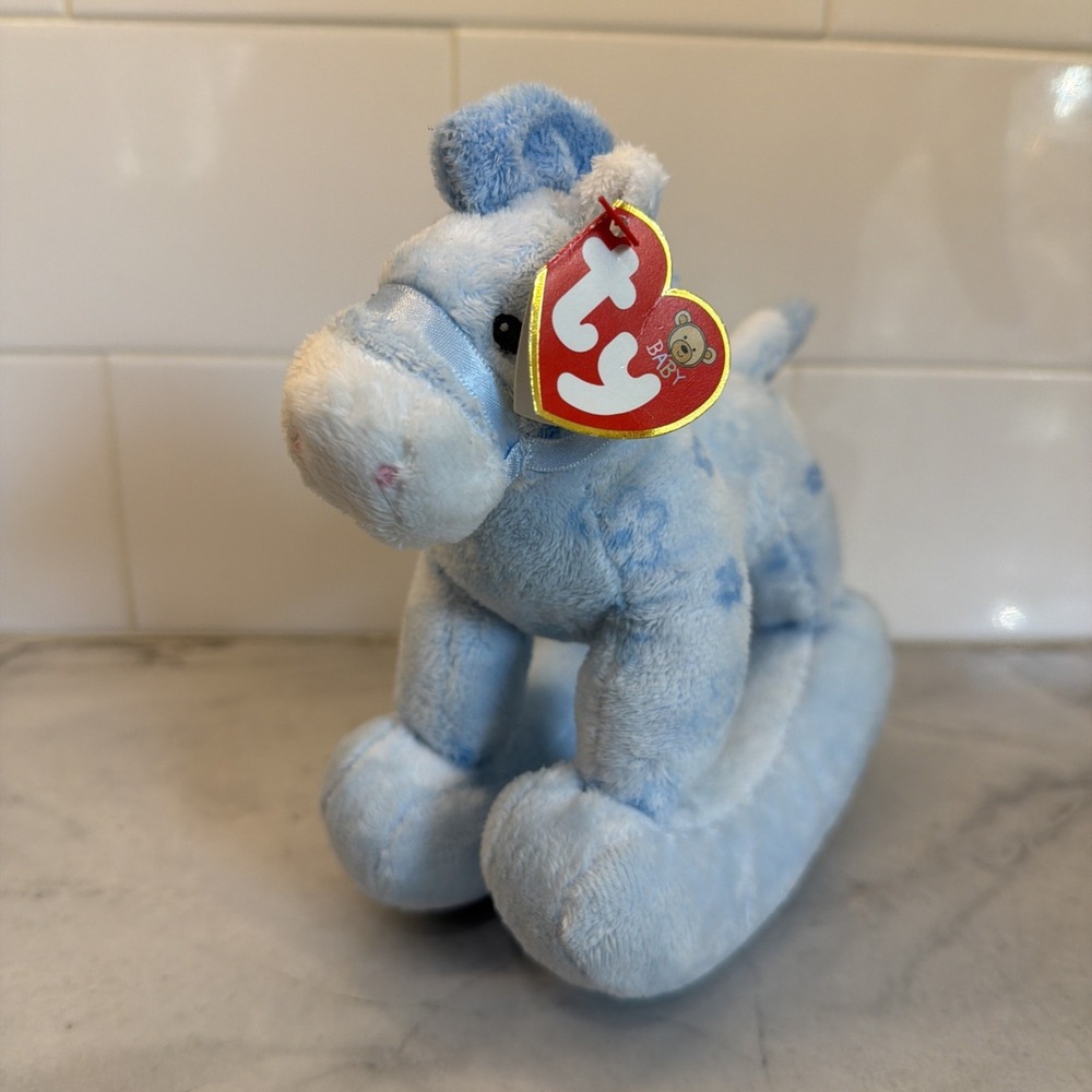 The Baby TY Collection Pretty Pony Rocking Blue Horse Plush 7.5" Vtg 2005 NWT